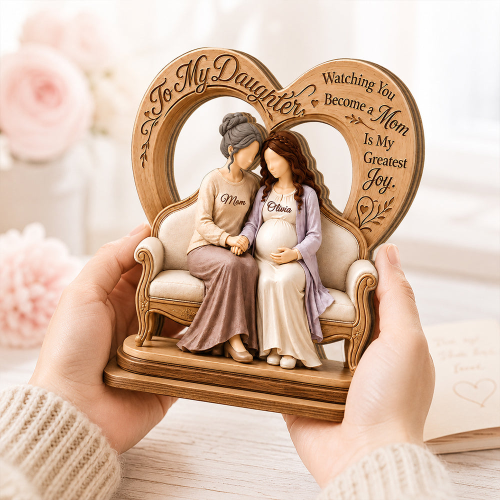 Personalized 2-Layer Wooden Plaque, Watching You Become a Mom, Heartfelt Creative Gift from Mom to Daughter