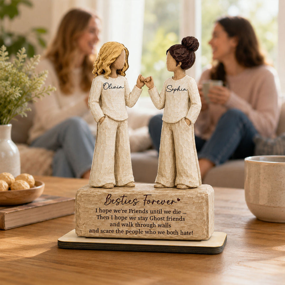 Pinky Promise 2-Layer Wooden Plaque For Close Friends, Creative Gift With Funny Friendship Quote