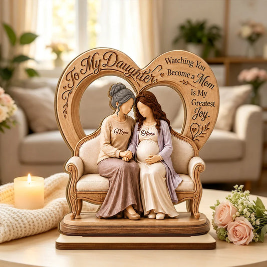 Personalized 2-Layer Wooden Plaque, Watching You Become a Mom, Heartfelt Creative Gift from Mom to Daughter
