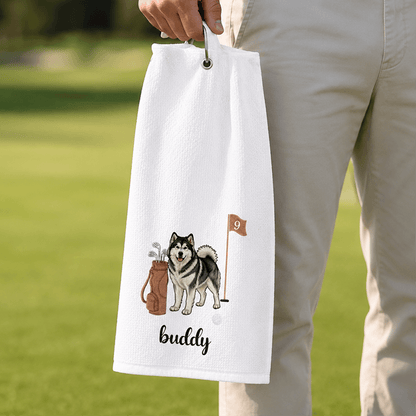 Embroidered 3-Hole Golf Towel, Personalized Dog Portrait by the Pin, Creative Keepsake Gift for Golfers