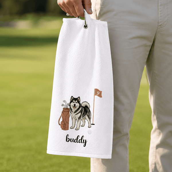 Embroidered 3-Hole Golf Towel, Personalized Dog Portrait by the Pin, Creative Keepsake Gift for Golfers