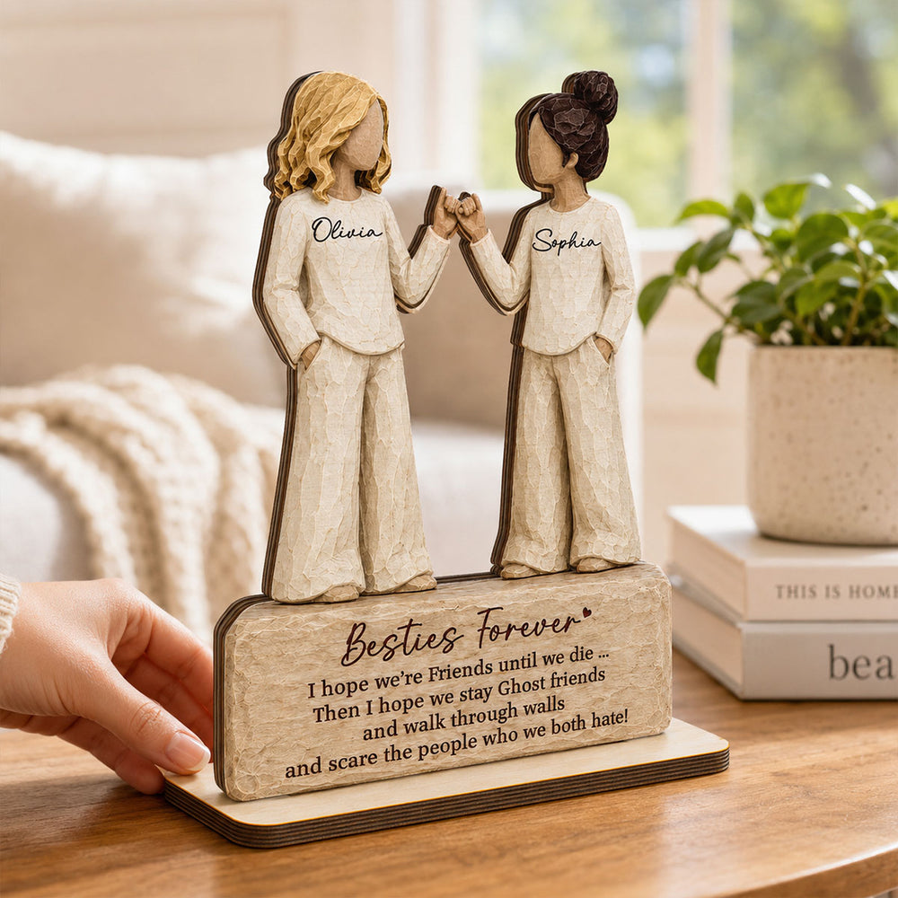 Pinky Promise 2-Layer Wooden Plaque For Close Friends, Creative Gift With Funny Friendship Quote
