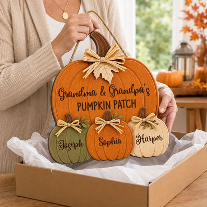 Personalized Wooden Sign, Grandma & Grandpa's Pumpkin Patch Door Decor, Unique Gift for Grandparents