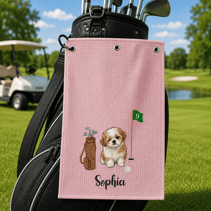Embroidered 3-Hole Golf Towel, Personalized Dog Portrait by the Pin, Creative Keepsake Gift for Golfers