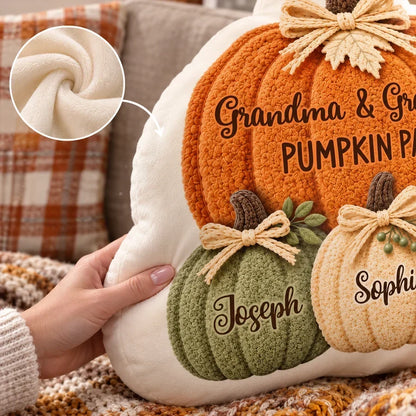 Grandma & Grandpa's Pumpkin Patch Personalized Shaped Pillow, Heartwarming Autumn Keepsake and Creative Family Gift