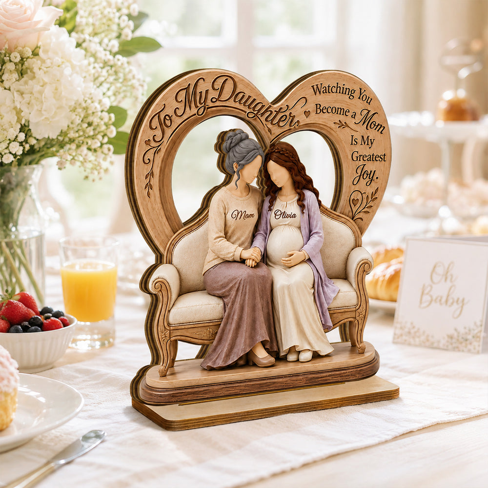 Personalized 2-Layer Wooden Plaque, Watching You Become a Mom, Heartfelt Creative Gift from Mom to Daughter