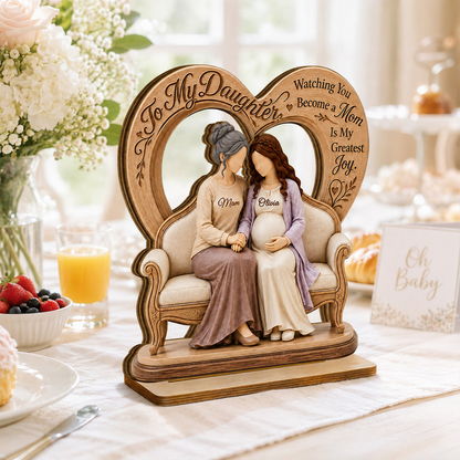 Personalized 2-Layer Wooden Plaque, Watching You Become a Mom, Heartfelt Creative Gift from Mom to Daughter