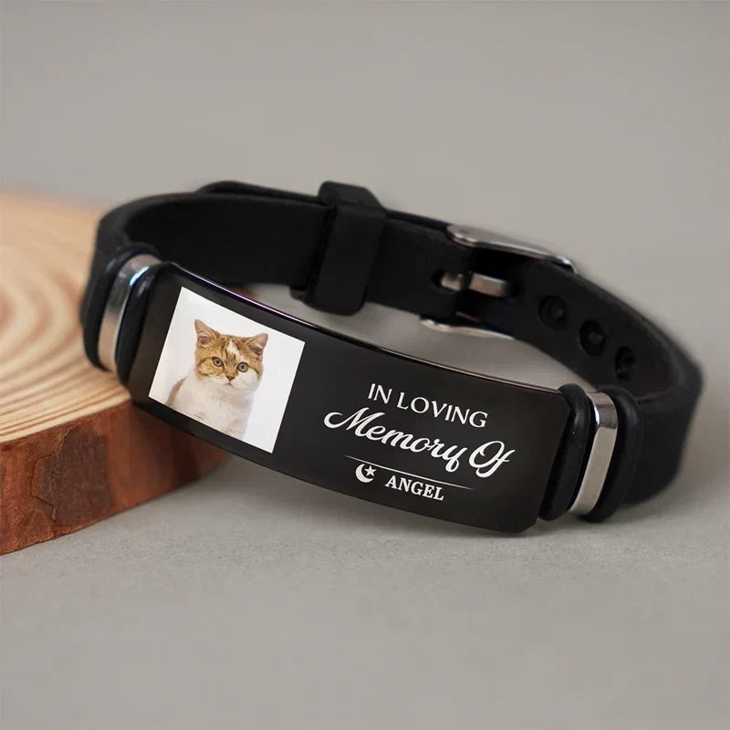 Personalized Silicone Bracelet with Photo and Memorial Quote, Unique Remembrance Gift for Family