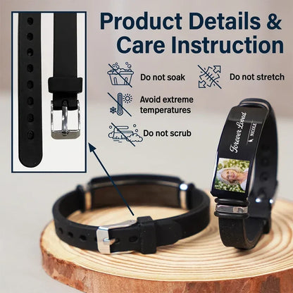 Personalized Silicone Bracelet with Photo and Memorial Quote, Unique Remembrance Gift for Family
