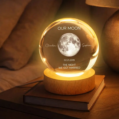 Personalized Our Moon Globe Lamp Night Light, romantic bedside glow, unique couple gift