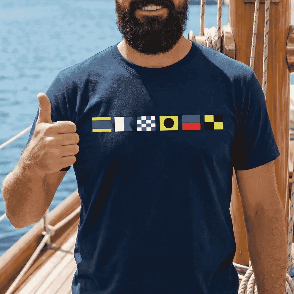 Nautical Signal Flags Classic Tee, Personalized for Your Name, Beachy Everyday Style, Thoughtful Gift