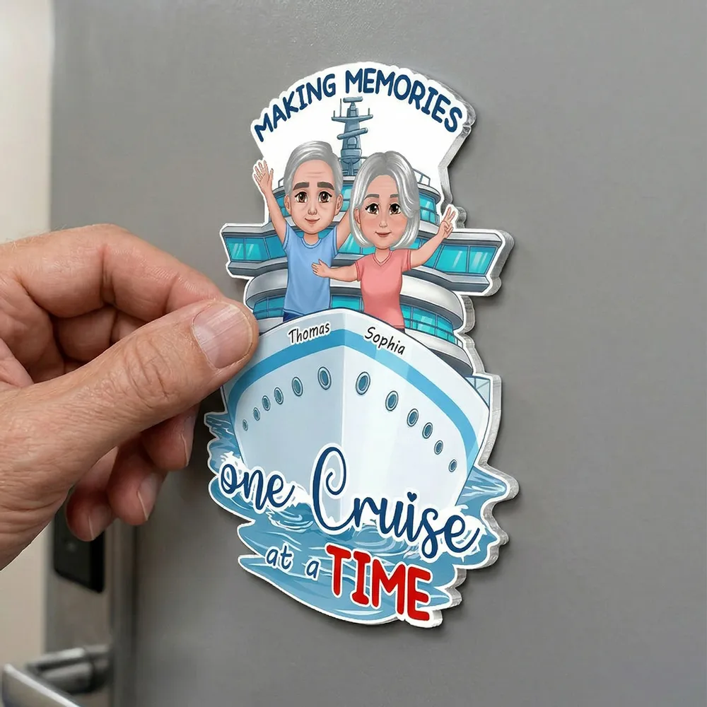 Making Memories One Cruise at a Time Acrylic Magnet, Personalized Couple Cruise Door Decor, Sweet Trip Keepsake Gift