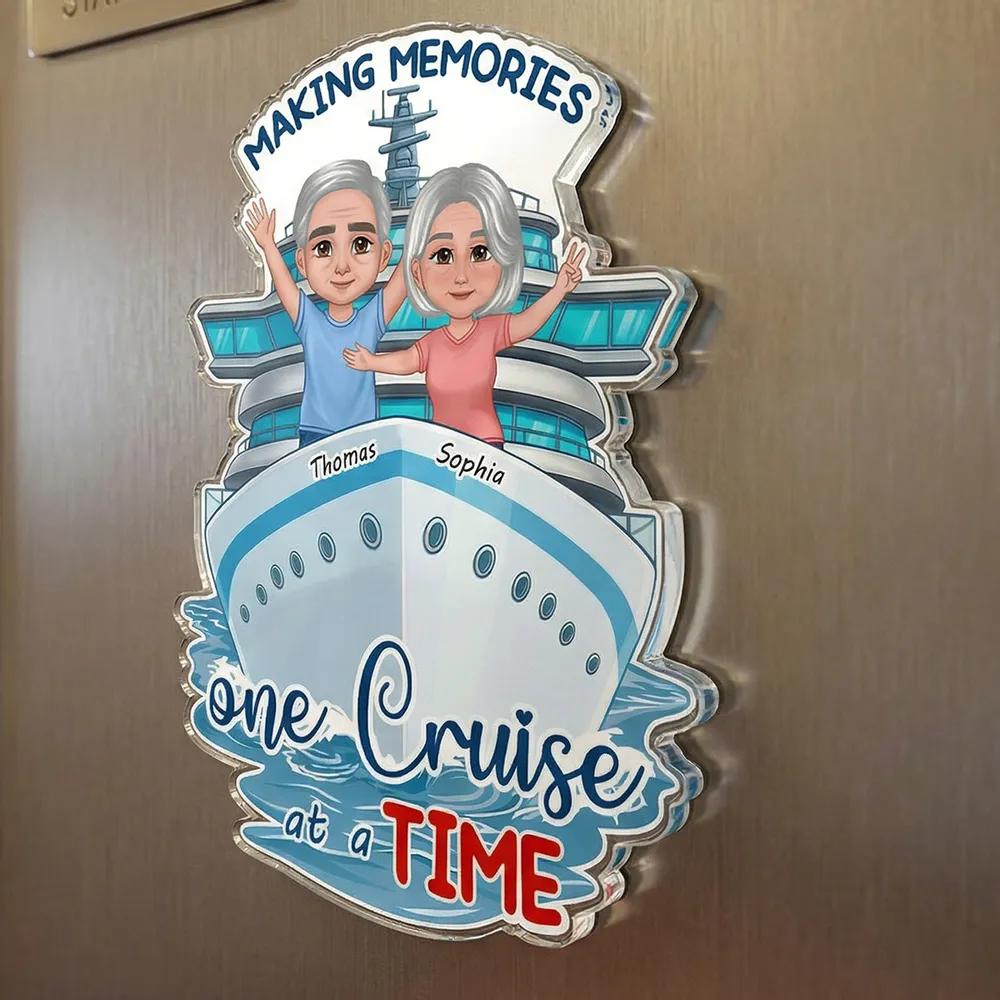 Making Memories One Cruise at a Time Acrylic Magnet, Personalized Couple Cruise Door Decor, Sweet Trip Keepsake Gift