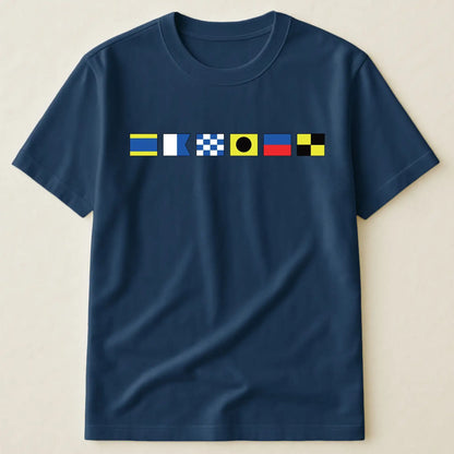 Nautical Signal Flags Classic Tee, Personalized for Your Name, Beachy Everyday Style, Thoughtful Gift