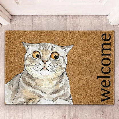 Custom Standard Doormat with Watercolor Dog Portrait and Hello Greeting, Heartwarming Creative Gift for Pet Owners