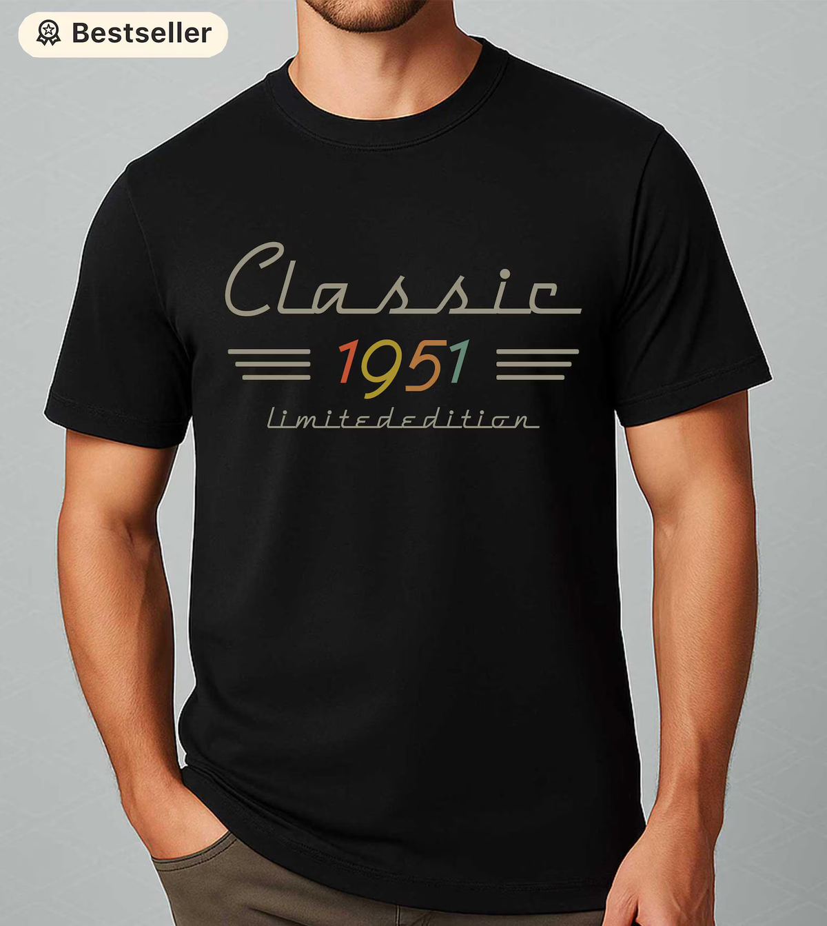 Personalized Classic Tee with Retro Birth Year Graphic, Unique Birthday Gift for Dad