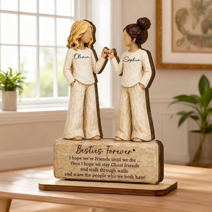 Pinky Promise 2-Layer Wooden Plaque For Close Friends, Creative Gift With Funny Friendship Quote